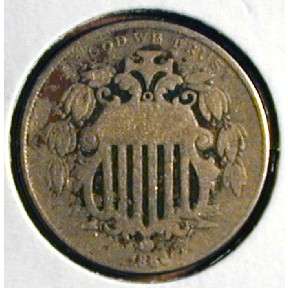 Shield Nickel 1866,Variety I.GradeGood.*Problemcorroded.