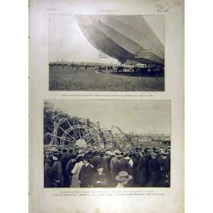  1908 Dirigible Zeppelin Airship Stuttgart Fire Print