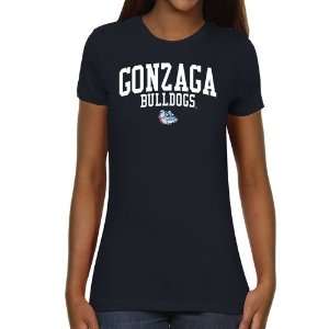  Gonzaga Bulldogs Ladies Team Arch Slim Fit T Shirt   Navy 