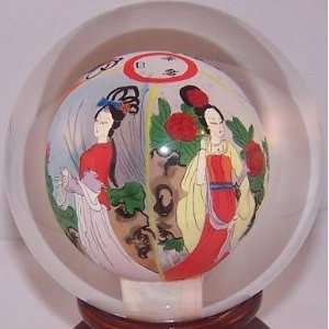  Oriental Princess Inside Painted Crystal Globe Asian Art 