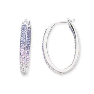   & Crystal Inside Outside Oval Hoop Earring CleverEve Jewelry