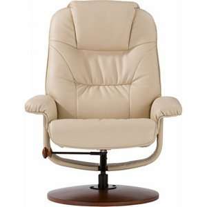  SEI Naples Taupe Leather Recliner and Ottoman UP4932RC 