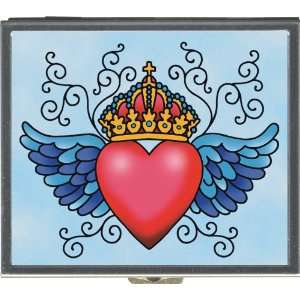   Sunny Buick Heart with Crown Wings Tattoo Art Pill Box or Condom Case