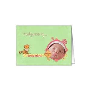  photo card, baby girl, announcement Card Health 