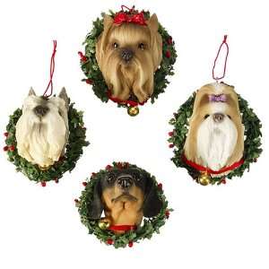  Seasons of Cannon Falls Dogs with Wreaths Ornaments, Set 