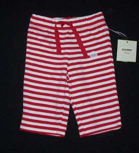 NWT Old Navy Red & White Striped Pants 0 3 Months  