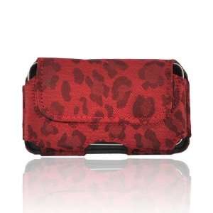  For iPod Touch 4 Horizontal Pouch Case RED LEOPARD 