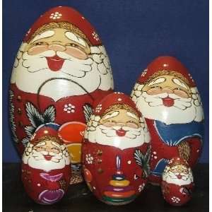    5 piece Santa Egg Russian Wood Nesting Doll