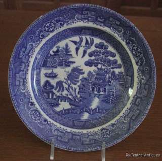 1875 Crown Pottery J.T. Longton BLUE WILLOW PLATE 7.5  