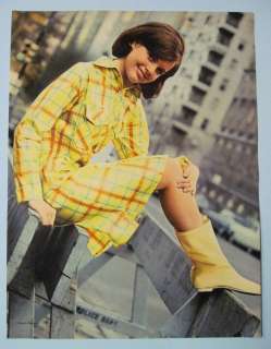 Vintage 1966 Cute Girl in Yellow Raincoat & Boots City Street 60s Pin 
