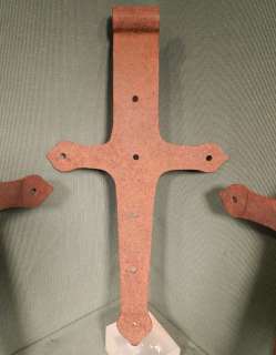 Antique Hand Wrought Cruciform Gothic Cross Door Hinges Folk 