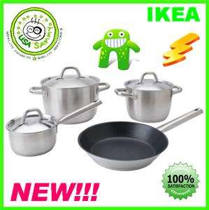 IKEA 7 piece set pot pan saucepan lids Stainless steel  