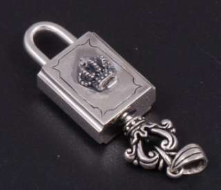 REAL OPENABLE LOCK + KEY CROWN 925 STERLING SOLID SILVER MENS WOMENS 