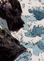 Japanese Art Asian Meiji Print Woodblock Ocean Waves  