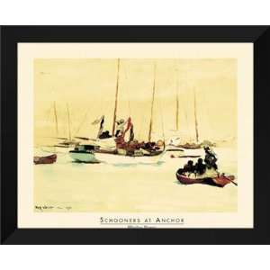   Winslow Homer FRAMED Art 26x32 Schooners At Anchor