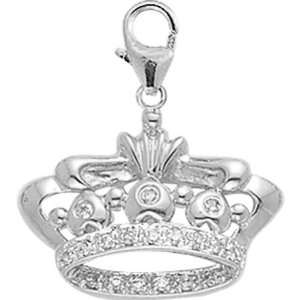  14K WG 1/10ct HIJ Diamond Crown Spring Ring Charm Arts 