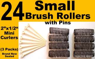   PINS Small Mini Tiny Hair Curlers Bristles 2 x 1/2 (3 Pack)  