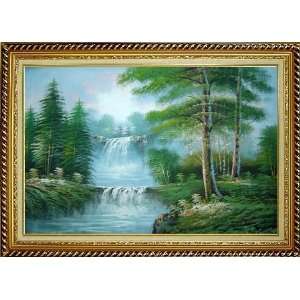  Waterfall in Forest Nature Scenery Oil Painting, with 
