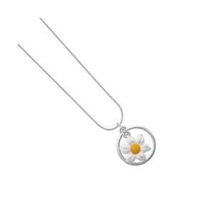   Daisy White Pearl Acrylic Pendant Snake Chain Charm Necklace [Jewelry