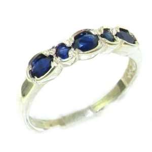 Luxury Solid English Sterling Silver Ladies Natural Deep Blue Sapphire 