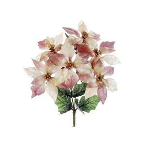  Faux 12 Small Poinsettia Bush x11 Rose Champagne (Pack of 