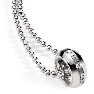  Mens Necklace in White Steel with Diamond, form Circle, line Dandy 