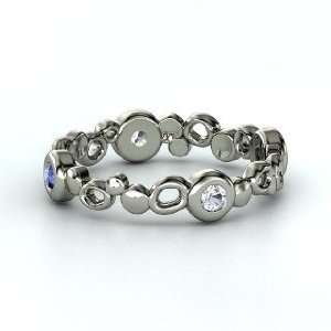   Bubble Stack Ring, Platinum Ring with Sapphire & White Sapphire