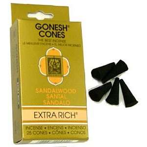  Sandalwood   Gonesh Incense Cones   Pack of 25