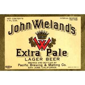  John Wielands Extra Pale Lager Beer 28x42 Giclee on 