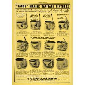   Ad A. B. Sands Marine Sanitary Fixtures Toilets   Original Print Ad