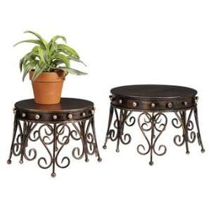 CROWN PLANT STAND SET/2. IRON.ZES CROWN DESIGN HOLDERS CANBE CANDLE 