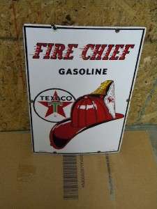 Old Texaco Fire Chief Porcelain Gasoline Motor Oils Pump Sign 1962 