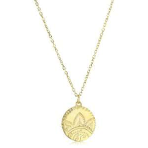  Katie Diamond Samira Yellow Gold Engraved Disc Necklace 