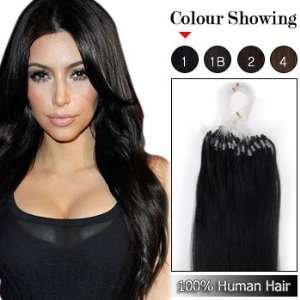   100 Pc Jet Black Color 1 Remy Microloop Human Hair Extensions Beauty