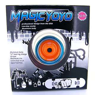 Magic YoYo T9 Dark Angel Blue with orange hubstacks Aluminum 