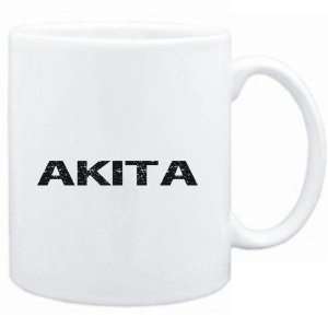  Mug White  Akita  SIMPLE / CRACKED / VINTAGE / OLD Dogs 