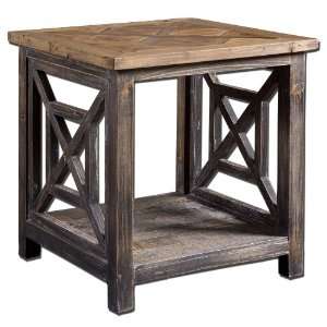   , End Table Solid, Reclaimed Fir Wood, Hand Finished In Brushed Black