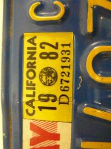 Older 1982 California Car Llicense Plate  