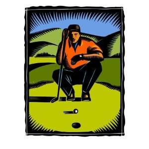  Golfer Reading The Green Giclee Poster Print