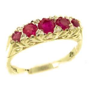  Luxury Solid Yellow Gold Natural Red Ruby Victorian Style 