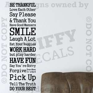 RULES OF THE HOUSE IN THIS HOME FAMILY Quote Vinyl Wall Decal Decor 