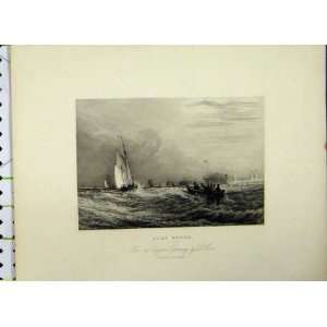 C1835 View Fort Rouge Calais France Sailing Boat Fisher  