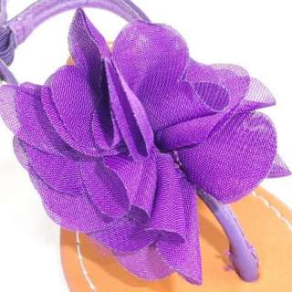 Girls Slingback Flat Thong Sandals w/ Ruffle Flower Purple Sz 9 4 