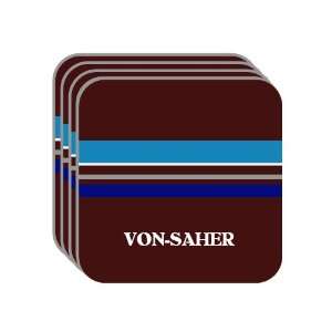 Personal Name Gift   VON SAHER Set of 4 Mini Mousepad Coasters (blue 