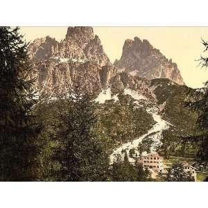Vintage Travel Poster   Monte Cristallo with Tre Croci Tyrol Austro 
