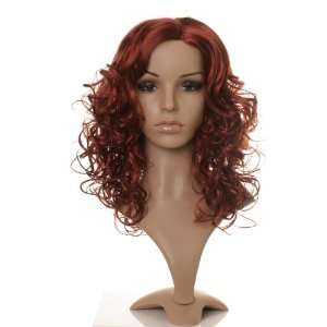 Dark Red / Deep Red Curly Centre Parted Ladies Wig   Premium Quality 