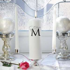 Silver/White 3 Piece Our New Monogram Unity Candle Set  