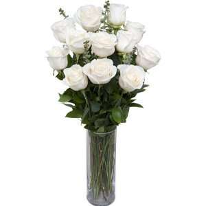 One Dozen Premium Long Stem White Roses without Vase  