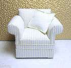 Dollhouse Miniature Off White & Tan Stripe Chair