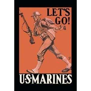  Vintage Art Lets Go U.S. Marines   07739 5